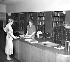 Dodge Library's Circulation Desk, 1950.
